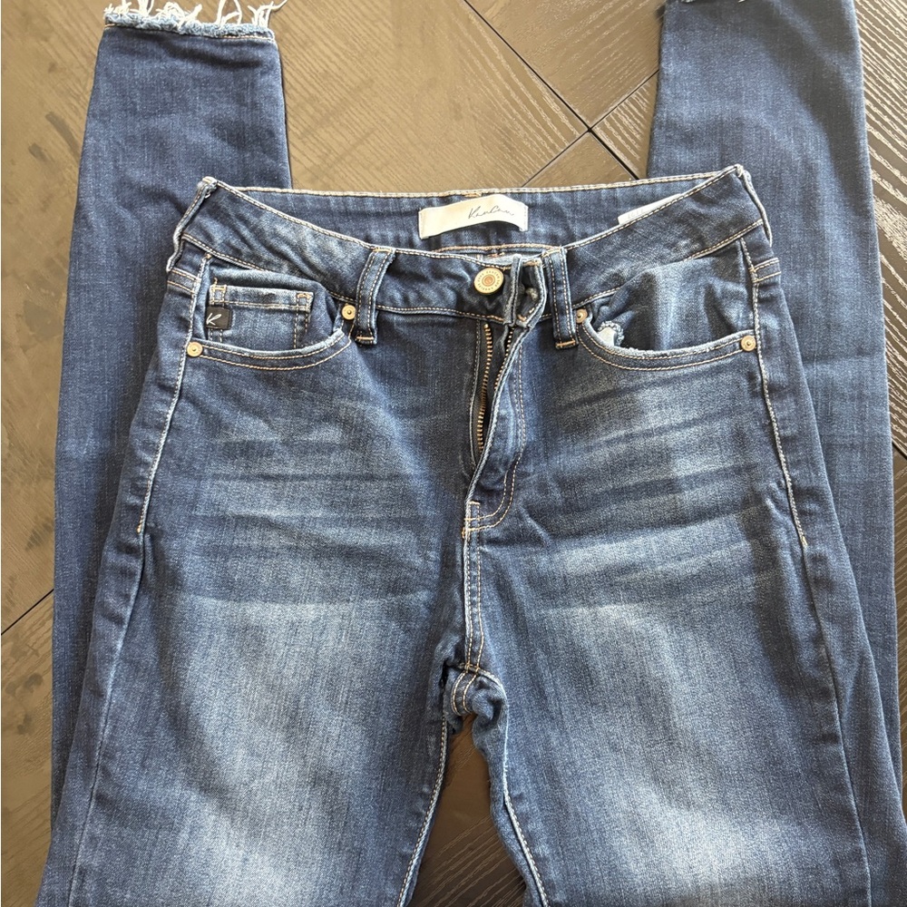 KanCan Blue Skinny Jeans with Vintage Fading